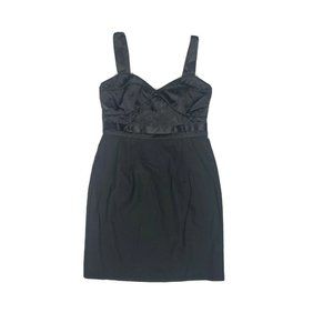 Sophia Eugene Cocktail Dress Womens 8 Black Corset Bust Silk Wool Mini Short